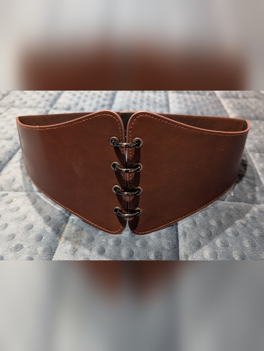 Wide Brown Corset-Style Elastic Snap Belt
